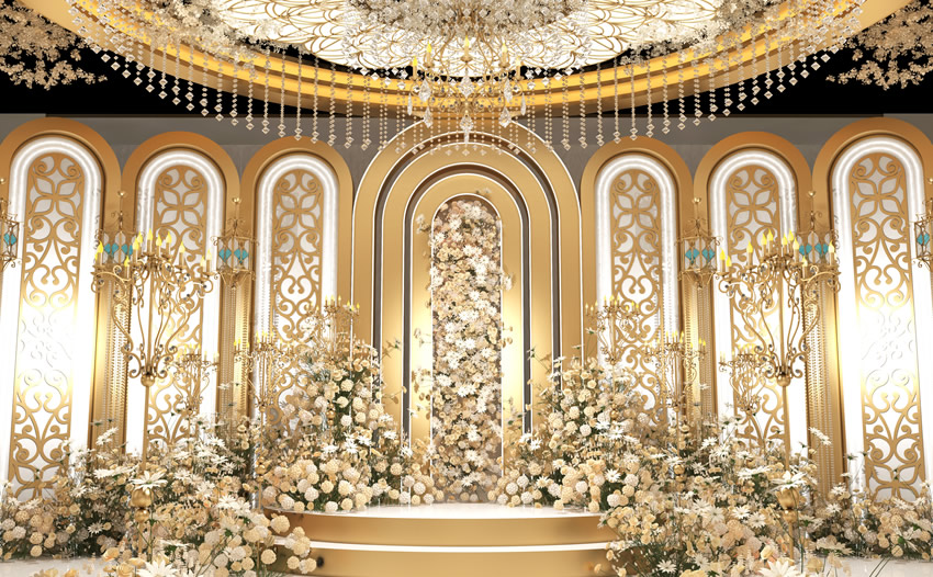 江川香槟色调婚礼堂效果展示